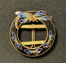 Antique Czech Round Enameled Dragonfly Miniature Photo Frame Vintage picture