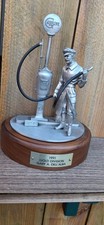 Vintage 1912 Gas Station Attendant & Gasoline Pump Pewter Sculpture picture