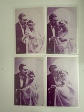 Lot of 4 Antique Roto 6210 Romantic Couple Photo Postcards 1910s Unused picture