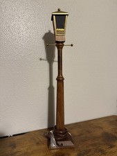 Simpich Lantern Table Lamp Wood/Metal Brown Gold Corded Vintage Carolers picture