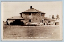 c1930's View Of Block House Old Fort Hays Kansas KS RPPC Photo Vintage Postcard picture
