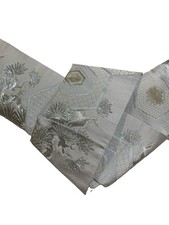 Japanese kimono  kaku obi belt.for men.yukata obi.hanhaba obi.white.pure silk. picture