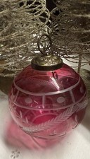 ANTIQUE CRANBERRY GLASS GERMAN KUGEL ORNAMENT picture