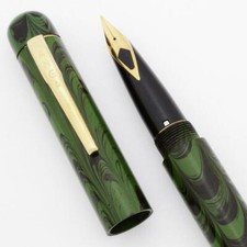 PSP Ranga 4CS Fountain Pen - Sheaffer Gold Plated Steel Nib Green Ripple Ebonite picture