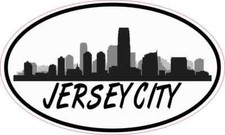 5in x 3in Oval Jersey City Skyline Sticker Car Truck Vehicle Bumper Decal picture