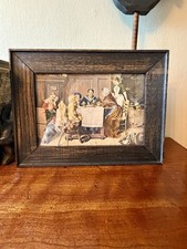 Antique Tiger Oak Frame 10.5x8.25 Toby Rosenthal Home Sweet Home Family Print picture