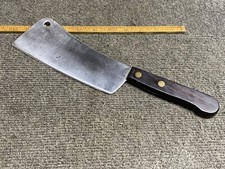 Vintage Meat / Vegetable Cleaver Sharp With Hardwood Handle Unbranded  picture
