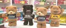 Vintage Flocked Chocolate Chums Bear Figurines - Snickers & M&Ms Teddy Bears  picture