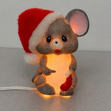 Vtg 1970s Christmas Mouse Lighted Figurine X'mas Around the World Lamp WORKS picture