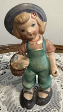 Vintage Japan Bisque Porcelain Girl Figurine Basket 6