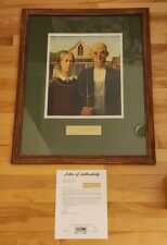 Grant Wood Signed Framed Print PSA DNA Artist Signed Auto Cut American Gothic picture