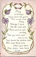 Vintage May Birthday Postcard Floral Verse F.A. Owen Co. 1910s picture