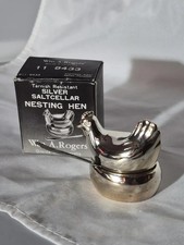 Hen Chicken Wm A Rogers Oneida silver plated hen salt cellar with spoon picture