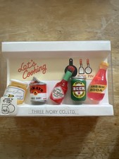 Rare Dept 56 Three Ivory Japan Miniature Food Push Pin Set “Let’s Cooking” picture