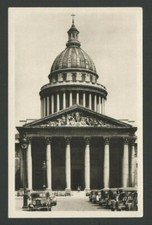 VINTAGE Real Photograph Postcard PARIS Le Pantheon Old Cars People signed CAP  picture