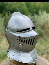 Close Armor Helmet Medieval Warrior 18 Gage Steel Knight Helmet Cosplay picture