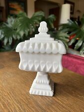Vintage Westmoreland Pedestal Wedding Box Candy Dish with Lid White Milk Glass picture