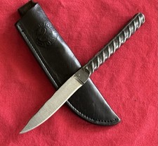 JAKE 2 JAKE VINTAGE ONE OF A KIND ALL STEEL ONE PIECE KNIFE BLACK LEATHER SHEATH picture