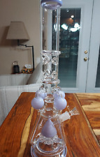 19.6-inch Large Purple Glass Recycler Waterpipe Bong Hookah 18mm Bowl picture