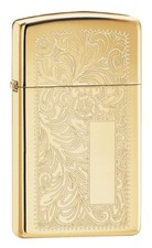 Zippo 1652B, Venetian Design Lighter, Slim Size,  High Polish Brass Finish, NEW picture