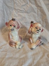 VINTAGE  Japan Monkey Salt & Pepper Shakers  MCM Anthropomorphic Monkeys picture