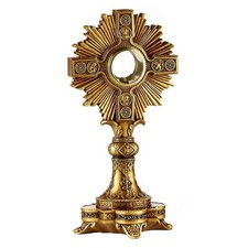 Adoration Monstrance With Luna Resin Brass Glass Religious & Spiritual Decor picture