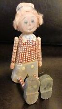 Raggedy Ann & Andy HENNY Sitting Primitive Shelf Sitter Wooden Ornament Rustic  picture