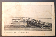 S. Harpswell Maine Casco Bay Line Wharf, Boat & Auto 1902 Postcard picture