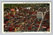 Denver CO-Colorado, Aerial Of Business District, Vintage Postcard picture
