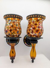 2 PartyLite Global Fusion Mosaic Wall Sconces - Retired Vintage picture