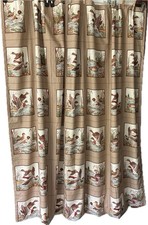 Vtg Cranston VIP Duck Fabric Pair Panel Curtains Lined 65x40 Mallard Lodge Decor picture