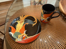 Vintage collectible Fitz & Floyd  12-pc black, gold, multi - porcelain BEAUTIFUL picture