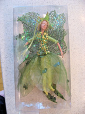Woodland Fantasy Green Fairy Pixie Elf Doll Winged Hanging Ornament about 9