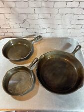 3 VINTAGE CAST IRON SKILLETS 6.5, 8 & 10 INCH picture