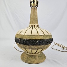 Brutalist Ceramic Table Lamp 3 Way 60's Textured Boho Vintage Mid-Century  picture