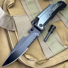 Best 7-in-1 Survival Tactical Military Folding Pocket Knife w LED Light Tool picture