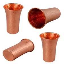 Set of 4 Pcs 100% Pure  300 ML Jumbo large Copper Glass/Cup Drinking Water picture