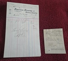 Vintage American Brewing & Malting Company Invoices Great Falls Montana Brewery picture