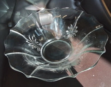 Vintage Fostoria Baroque Large 11.25 Clear Thick Glass Serving Bowl Collectable picture