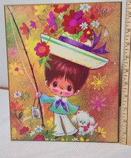Vintage 1970s Cute Wall Plaque Little GIRL picture
