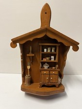 Vintage Handmade Wooden Miniature Diorama Cottage Farmhouse Shadow Box picture