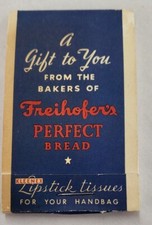 Vintage Promotional Lipstick Tissues Booklet W Freihofer's Bread Advertisement picture