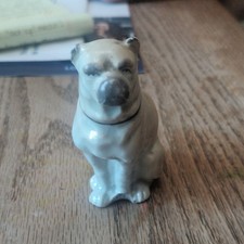Small Gray Ceramic Dog Figurine Hand Painted Glazed Miniature Sculpture picture