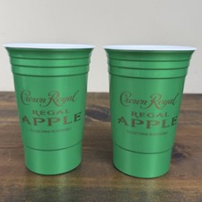 2pk Crown Royal Green Regal Apple Hard Plastic Reusable Double Walled Solo Cups picture
