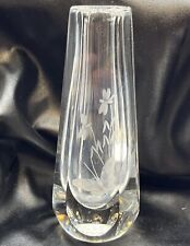 ORREFORS Signed Numbered Etched Crystal Bud Vase Sweeden Dragonfly ￼Butterfly picture