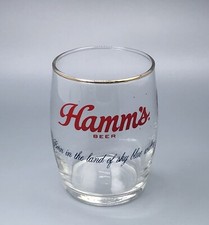 Hamms Beer Barrel Glass / Vtg Tavern Bar Advertising / Man Cave Barware Decor picture