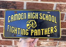 Rare vintage CAMDEN HIGH SCHOOL-FIGHTING PANTHERS Arkansas booster license plate picture