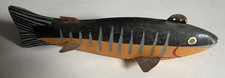 VINTAGE HAND PAINTED WOOD DECOY FISH FIGURINE DECOR 7” LONG 2