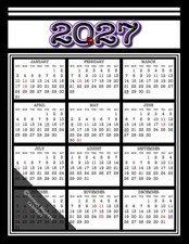 MiHeart 2027 Year Magnetic Refrigerator Calendar 8.5