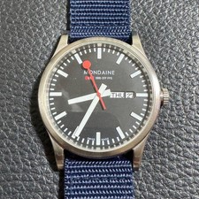 Mondaine SBB CFF FFS Quartz 40mm Black Dial Day Date watch picture